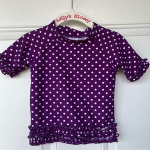•Ruffle Butts• Polka Dot Ruffled Swim Rashguard Top - Size 18-24 Months